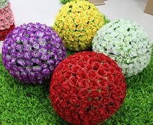 30 cm 12 inch Pink Red White Purple Yellow Color Artificial Fabric Roses Flower Ball for Party Wedding Decoration supplies 2024 - buy cheap
