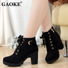 GOKE Autum Woman Boots Ladies Thick Fur Ankle Boots Plus Size Women Shoes Women High Heel Platform Rubber Shoes Snow Boots 2024 - buy cheap