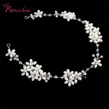 Handmade Elegant White Floral Wedding Headband Headpiece For Bridal Pearl Tiaras Hair Accessories Women Hair Jewelry RE770 2024 - buy cheap