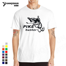 Summer Hot Pike Hunter Fish Men T-shirt Fashion Funny Fishings Printed T shirt Men's Short Sleeve Tees Top Quality Cotton Tshirt 2024 - buy cheap