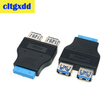 Cltgxdd usb adaptador, pinos/20 pinos para usb, 20 pinos para 2 portas, adaptador, placa, conector externo para placa-mãe 2024 - compre barato