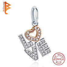 Belawang pingente europeu 925, contas de prata esterlina, amuletos de contas de cristal, pulseira, colar de pingente original, joias diy 2024 - compre barato