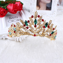 XIAONIANSHI Nueva Barroca estilo oro rojo verde cristal nupcial tiara corona de novia aleación reina princesa joyería de Tiara Accesorios 2024 - compra barato