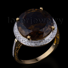 LOVERJEWELRY Topaz Rings Attractive Cheap Fashion Jewelry 18Kt Yellow Gold Natural Diamond Smoke Topaz Ring WR0016 2024 - buy cheap