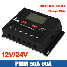 Solar Controller Charge PWM 50A 60A LCD Voltage Regulator 12v 24v Solar Regulator Controller Solar System Charger Controller 2024 - buy cheap