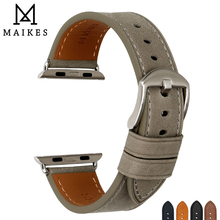 MAIKES Grey Leather Watchband For Apple Watch Bands 45mm 44mm 42mm 41mm Series 7/6/SE/4/3 Apple Watch Strap iWatch Bracelet 2024 - buy cheap