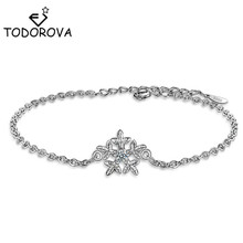 Todorova Clear Zircon Winter Snowflake Chain Link Bracelet Fit Wedding Snowflake Bracelets for Women Girl Kids Gifts 2024 - buy cheap