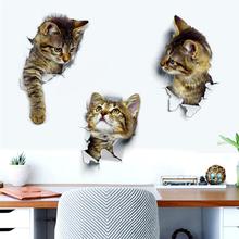 3d наклейки для туалета с изображением животных из мультфильмов на сиденье унитаза милые кошки ПВХ наклейки на стену ванная комната холодильник дверь Декор наклейки s наклейки 2024 - купить недорого