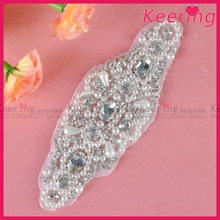 New Design Pearl And Rhinestone Patches Applique For Wedding WRA-826 2024 - buy cheap