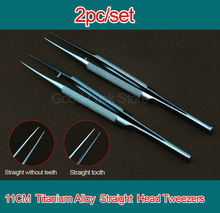 2pc/set 11CM Micros Titanium Alloy  Straight  Head Tweezers Platforms Ophthalmic Forceps 2024 - buy cheap