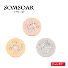 Somsoar Jewelry 25mm Mini LOVE LAUGH DREAM LIVE Disc Coin for 27mm Frame Pendant My Coin Jewelry 10pcs/lot 2024 - buy cheap