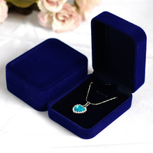 Free shipping Wholesale 12pcs/Lot Blue Fashion Velvet Jewelry Necklace Pendants Gift Packaging Display Box Case 2024 - buy cheap