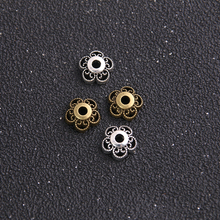 30pcs 10*10mm  Two Color Metal Alloy Hollow Flower receptacle  DIY spaced jewelry accessories Charms Receptacle Ball Caps 2024 - buy cheap