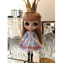 New Arrival 1PCS Cute Blue Long-Sleeve Dress for Blyth, Azone, Licca, Pullip, 1/6 1/8 BJD Doll Clothes Outfits Accessories 2024 - buy cheap