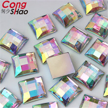 Cong Shao 100PCS 14mm Square AB Crystals And Stones Acrylic Rhinestone Gems Flat Back For DIY Costume Button Accessories CS18 2024 - buy cheap