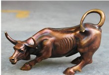 YM  316  Chinese Pure Bronze Year Zodiac FengShui Bull Ox Statue Animal Figurine 2024 - buy cheap