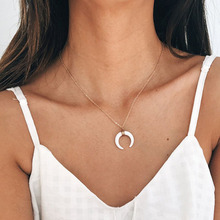 Statement Vintage Long Chains Resin Moon Pendant Choker Necklace for Women Fashion Jewelry Neck Clavicle Collares 2019 Gift RY01 2024 - buy cheap