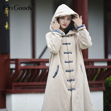 OriGoods Chinese style Long Winter Coat Women Warm Loose Thick Parka Coat Novelty Original Padded Long Jacket Parka Outwear B243 2024 - buy cheap