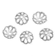 DoreenBeads Zinc Based Alloy silver color Filigree Beads Caps Flower Hollow (Fit Beads Size: 8mm Dia.) 8mm( 3/8") x 8mm, 10 PCs 2024 - buy cheap