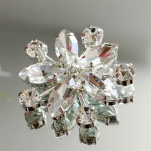 4Piece 4.5cm Silver Crystal Rhinestone Applique Flower Wedding Bridal Fashion Decoration Accessory RT0072 2024 - buy cheap