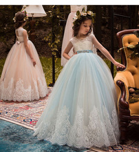 New Kids Pageant Evening Gowns 2021 Lace Ball Gown Flower Girl Dresses For Weddings First Communion Dresses For Girls 2024 - buy cheap