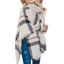 Suéter de cuello alto y largo para mujer, manto con flecos, chal suelto, talla grande, cuello alto de punto, 2019 2024 - compra barato