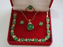 Green Natural stone Necklace Bracelet Earring Ring Jewelry Set AAA style 100% Noble Fine jewe 2024 - buy cheap
