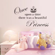 ZOOYOO Once Upon A Time Sentence Girls Room Wall Decals Removable Crown Wall Stickers Princess Home Decor Girls Room Decoration 2024 - buy cheap