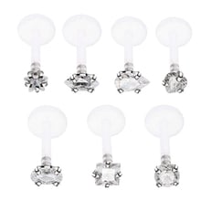 1PC Bioplast Flexible Push-in Labret Stud Lip Piercing Press Fit 3mm Crystal Zircon Ear Cartilage Tragus Helix Jewelry 2024 - buy cheap