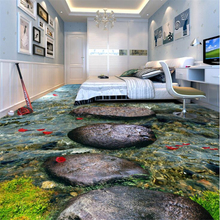 Beibehang-pintura de suelo personalizada, pintura decorativa 3d de piedra, río, río, baño, azulejo de suelo, papel de pared 2024 - compra barato