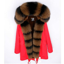 2021 new winter jacket natural large fox fur collar outwear thick warm fox fur collar faux fur Liner long winter jacket 2024 - buy cheap