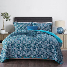 Blue Paisley Cotton Bedspreads Quilt Set 3pcs Coverlet Washable Quilts Bed Cover Pillowcase Queen Size Winter Quilted Bedding 2024 - buy cheap