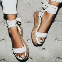 Summer White Wedge Espadrilles Women Sandals Open Toe Gladiator Sandals Women Casual Lace Up Women Platform Sandals 2024 - buy cheap