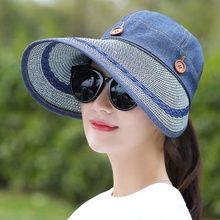 Hats Women Wide Large Brim Floppy Summer Beach Sun Hat Straw Hat Button Cap Summer Hats For Women Anti-uv Visor Cap Female 2024 - buy cheap