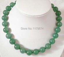 New woman fashion girl Real 10mm Green Aventurine all-match jewelry stone Beads Necklace Gifts For Girl Women 18'' ZH0203 2024 - buy cheap