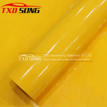 Ultra shinny glossy yellow car vinyl wrap film for car body decoration, glossy car vinyl sticker with air free bubbles 1.52*20m 2024 - buy cheap