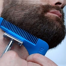 Beard Shaping Tool Man Gentleman Beard Trim Template Hair Cut Blue With Comb 2024 - buy cheap