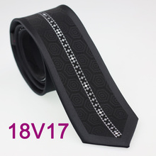 Yibei-gravata geométrica preta coachella, gravata com borda, prateada, listrada, skinny, pescoço, alta qualidade, gravata masculina tecida, 6cm 2024 - compre barato