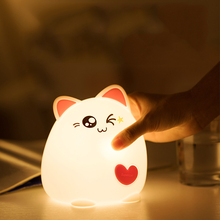 USB Rechargeable LED Night Light For Baby Kids Cute Cat Touch Sensor Color Change Soft Silicone Breathing Nursery Lamp Gift 2024 - buy cheap