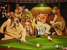 Painting for sale Dogs Playing Pool II by Cassius Marcellus Coolidge canvas High quality Hand painted 2024 - buy cheap