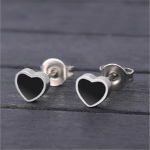 PE0079 Stud Earrings Brief Round Heart Oil Design For Women Men 316l Stainless Steel Earring IP Plating No Fade Allergy Free 2024 - buy cheap