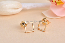 Free shipping 10pcs/lot Gold/Rose gold Hollow Square Pattern Stud Earring Tiny Square Stud Earrings ED064 2024 - buy cheap