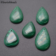 Natural Malachite Flat drop pear shape stone pendant fit necklace making 5pc per lot 2024 - buy cheap