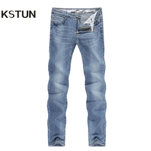 2021 Jeans Men Fashion Business Casual Straight Slim Fit Ultrathin Breathable Stretch Retro Blue Summer Denim Pants Plus Size 40 2024 - buy cheap