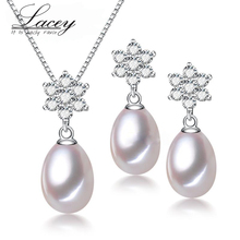 Trendy freshwater pearl jewelry sets women,real natural pearl pendant earring jewelry 925 silver mother birthday gifts white 2024 - buy cheap