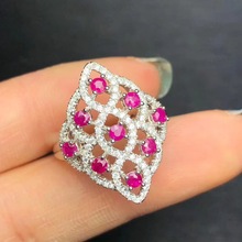 Natural ruby ring, 925 silver design, exquisite craftsmanship, luxurious style, beautiful color 2024 - buy cheap