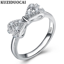 Kuziduocai New Fashion Jewelry Stainless Steel Zircon Bow-knot Wedding Rings For Women Gifts Anillo Anel Bague Punk Girls R-28 2024 - buy cheap