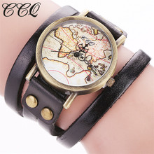 CCQ Fashion Vintage World Map Watch Genuine Leather Bracelet Women WristWatch Casual Luxury Quartz Watch Relogio Feminino C81 2024 - buy cheap