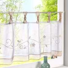 Embroidered Short Curtains For Kitchen Voile Tulle Curtain for Living Room Bedroom Blinds on Window Home Decor rideau salon 2024 - buy cheap