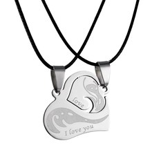 Fashion Stainless Steel Pendant Necklaces Heart Couple Puzzle Necklace Set for women men lovers  gift jewelry 2024 - buy cheap